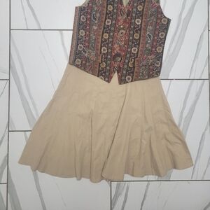 Vintage y2k‎ Westbound Khaki Pleated Midi Skirt